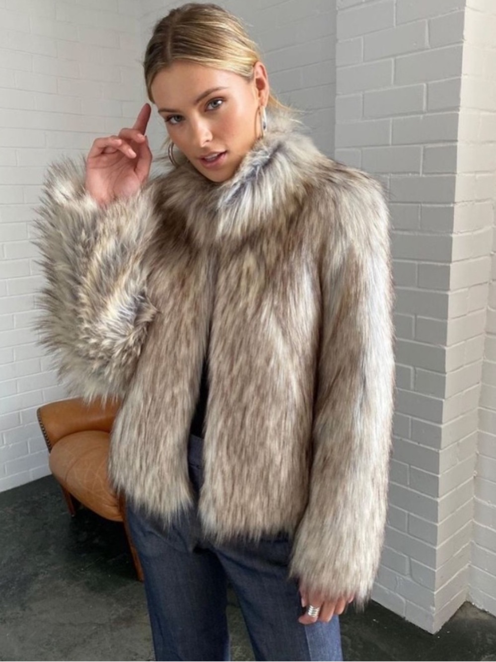 Unreal Fur Delish Faux Fur Jacket Australian Designer Sz S 🧡🎀